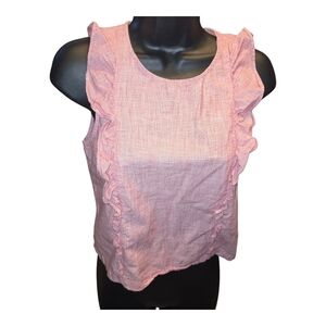 Madewell Pink Sleeveless Ruffled Blouse